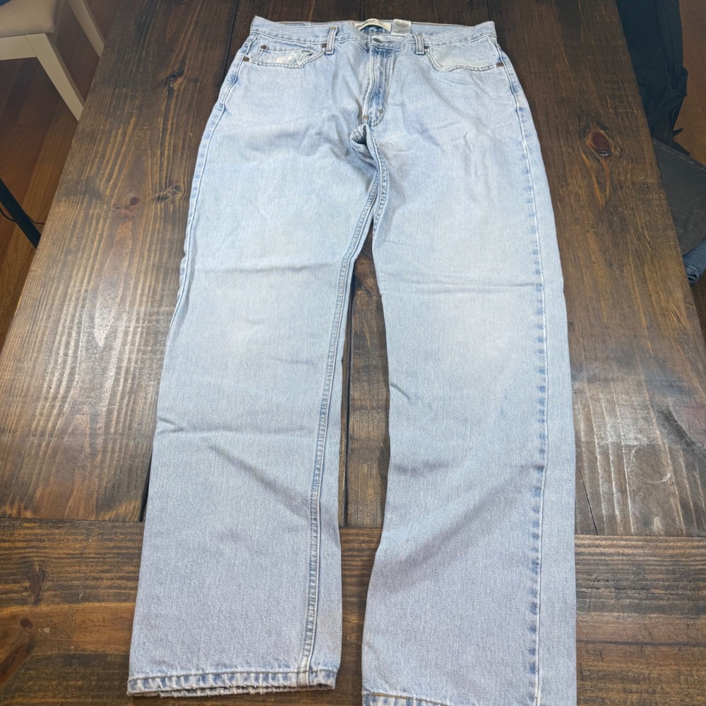 Levis 505 Regular Fit Jeans Light Wash Blue Denim Mens W36 L34 Straight Leg 00s - Picture 4 of 11
